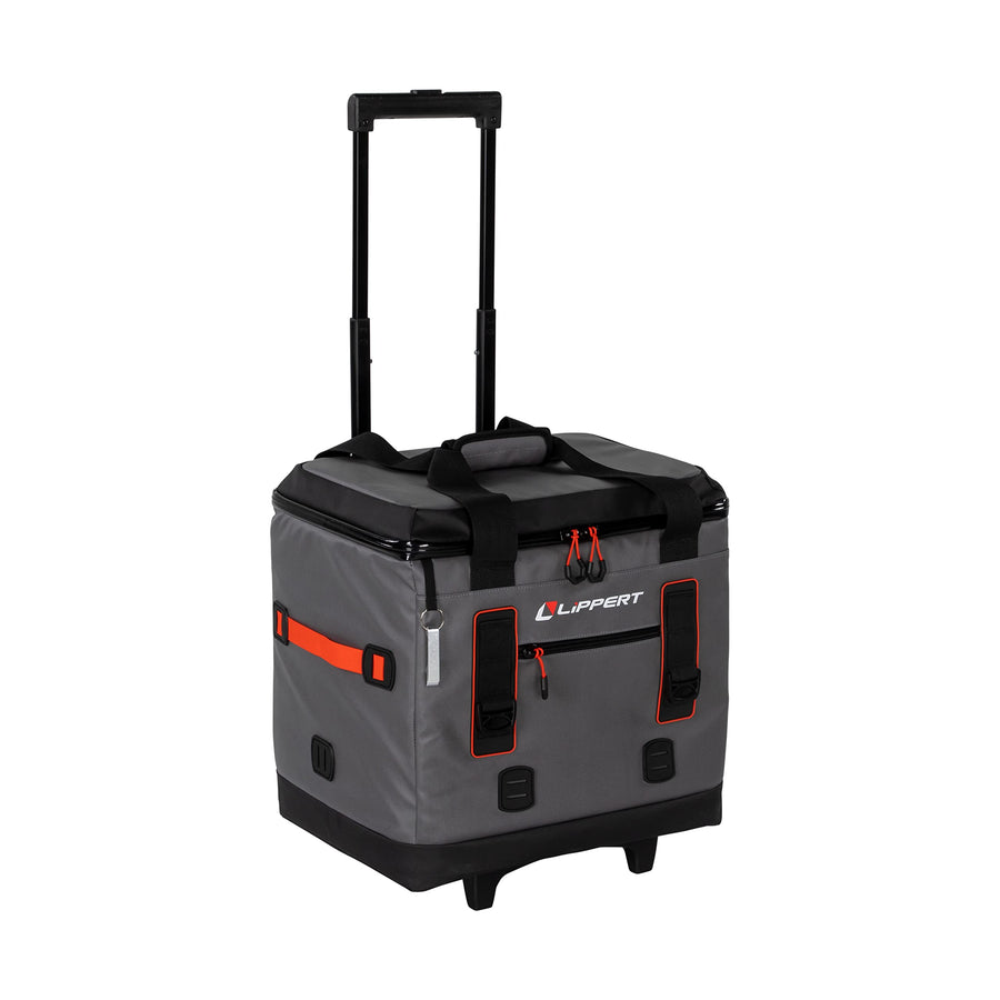 Lippert 40-Can Adventure Pro Soft Insulated Wheeled Cooler Bag, Up to 30 lbs. of Ice, 37 Quarts of Water, 14" x 17" x 19" Wide Mouth Opening, Adjustable Handle - 2021099917