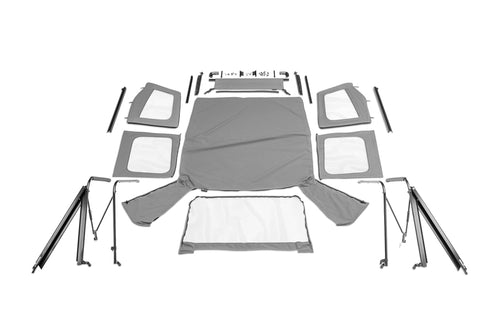 Rampage Products Complete Rampage Soft Top | Vinyl, Grey Denim with Tinted Windows, includes Frame & Hardware | 68211 | Fits 1987 - 1995 Jeep Wrangler YJ, with Soft Upper Doors