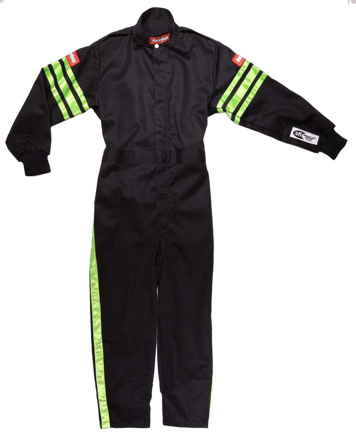 RaceQuip One Piece Racing Driver Fire Suit Single Layer SFI 3.2A/ 1 Green Junior Large 1950795