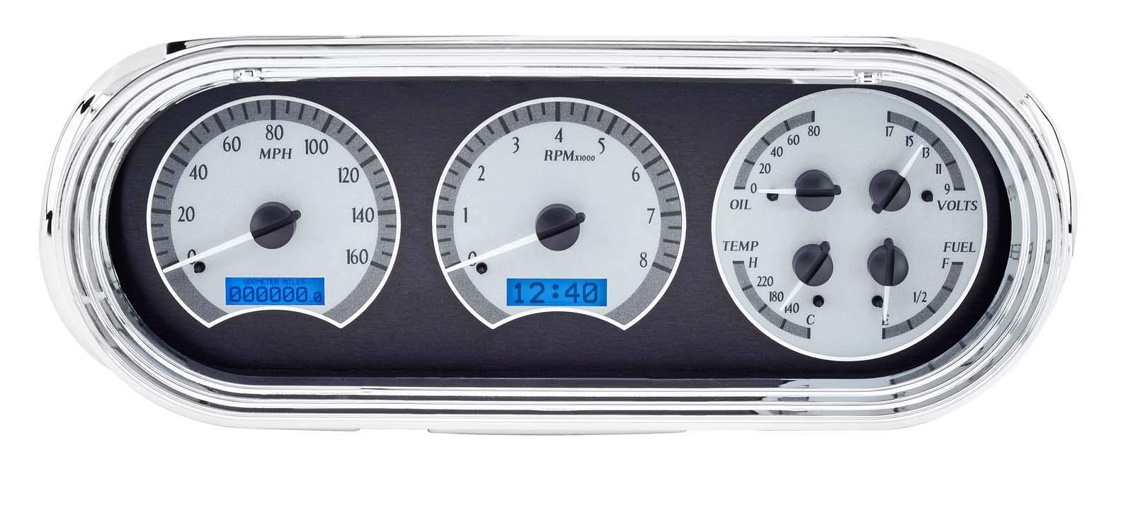 Chevy Nova 1963-65 VHX System, Silver Face - Blue Display