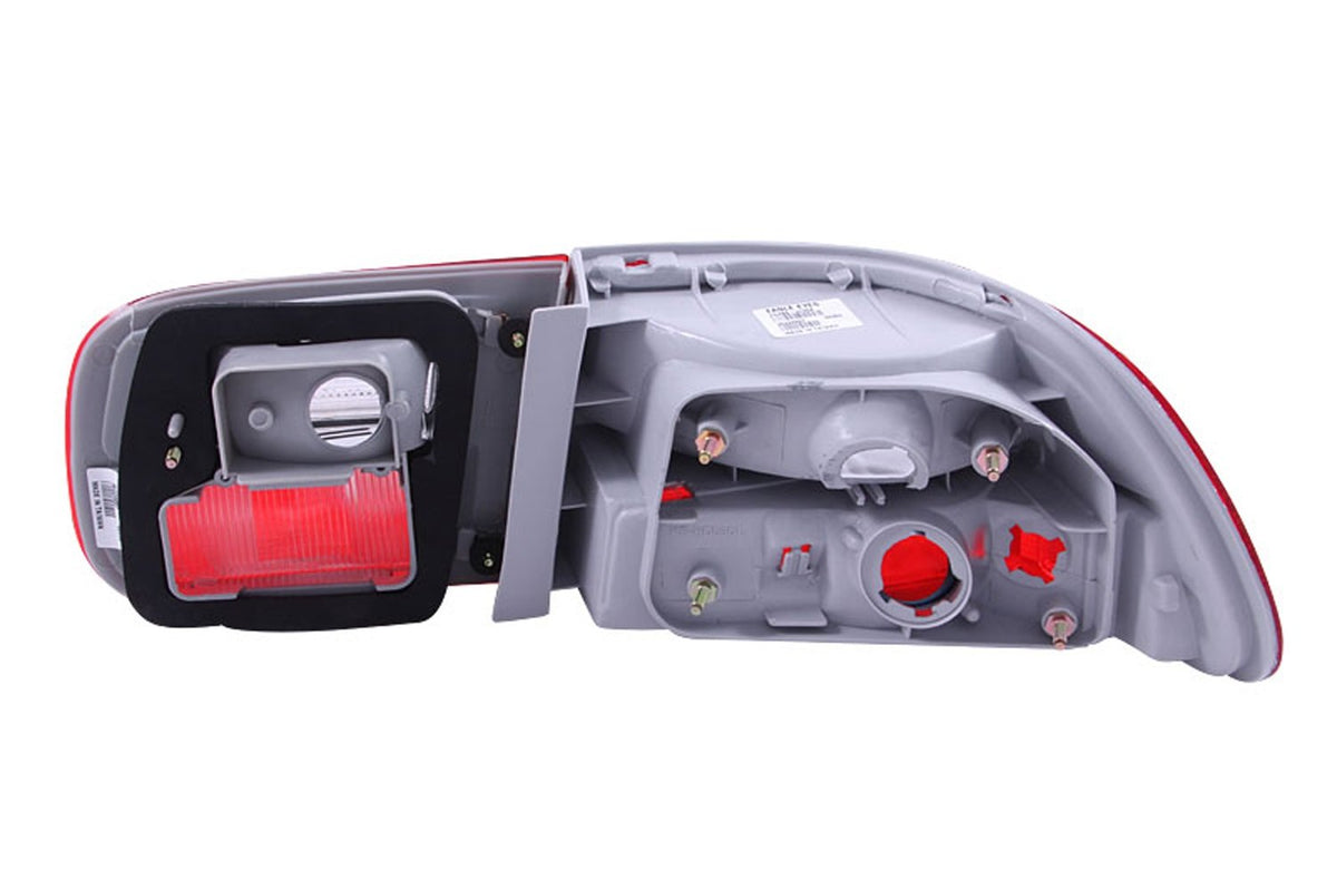 Red/Clear AnzoUSA 221221 Taillight for Honda Civic - (Sold in Pairs) OEM Style