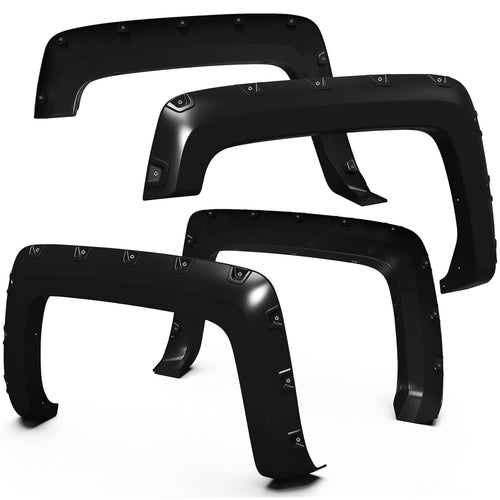 Tyger Auto Fender Flare Compatible with 2015-2019 2500 3500HD Chevy Silverado 1500; 2014-2018 6.5' & 8' Bed, Smooth Textured Black Paintable Bolt-Riveted Style 4pc | TG-FF8C4128