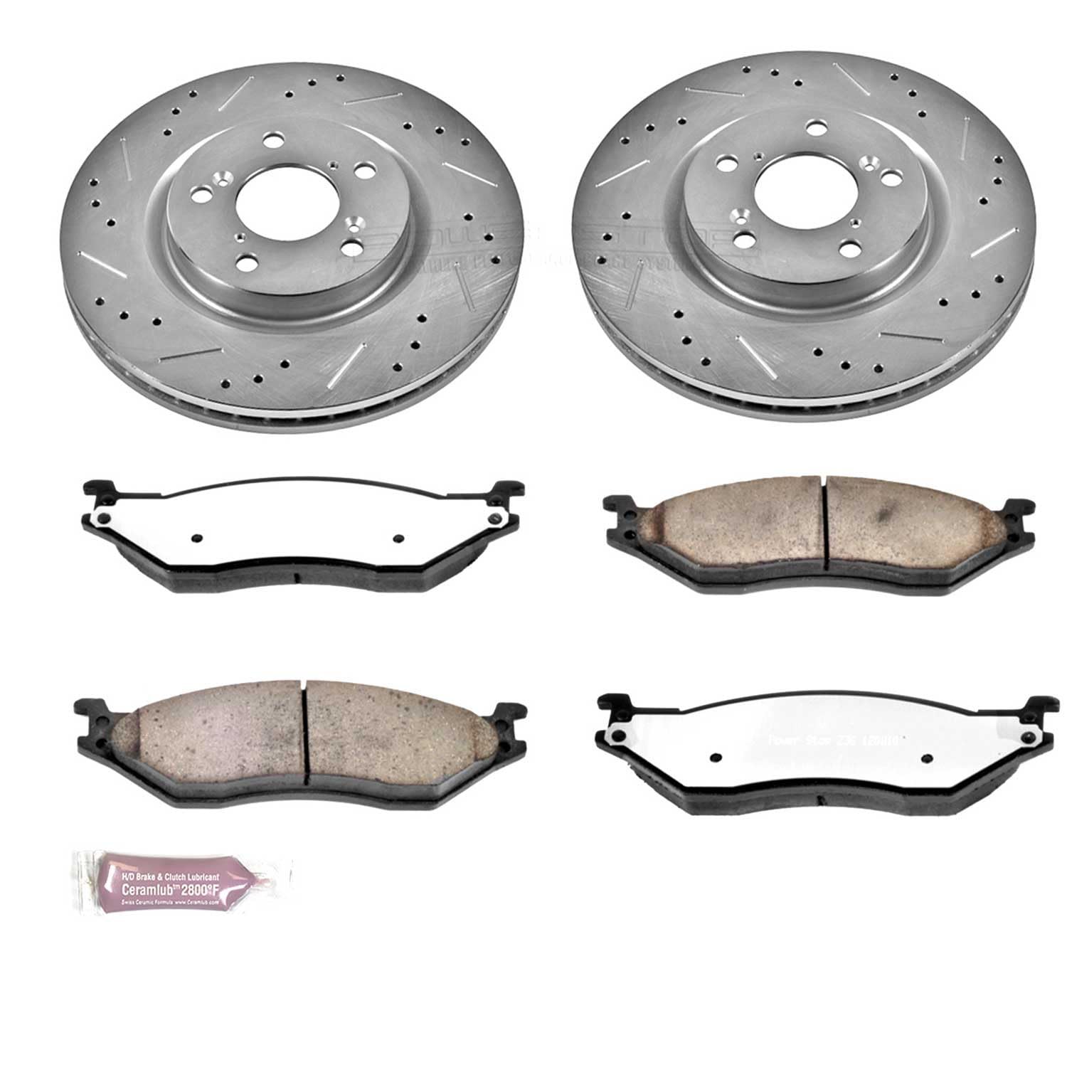 Power Stop K5964-36 Z36 Truck & Tow Front Brake Kit, Carbon Fiber Ceramic Brake Pads and Drilled/Slotted Brake Rotors For Ford F-450 Super Duty, Ford F-550 Super Duty [Model Specific]