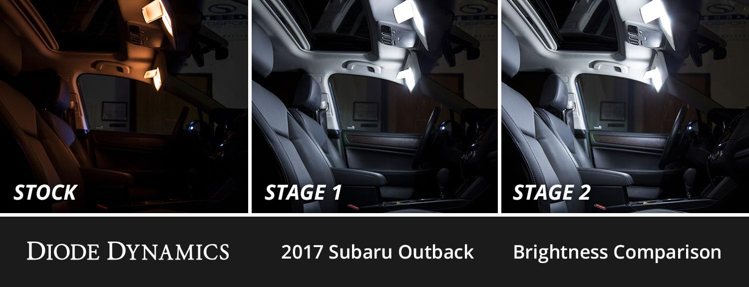 Diode Dynamics interior bulb pack LED compatible with Subaru Outback 2015-2019, Stage 1