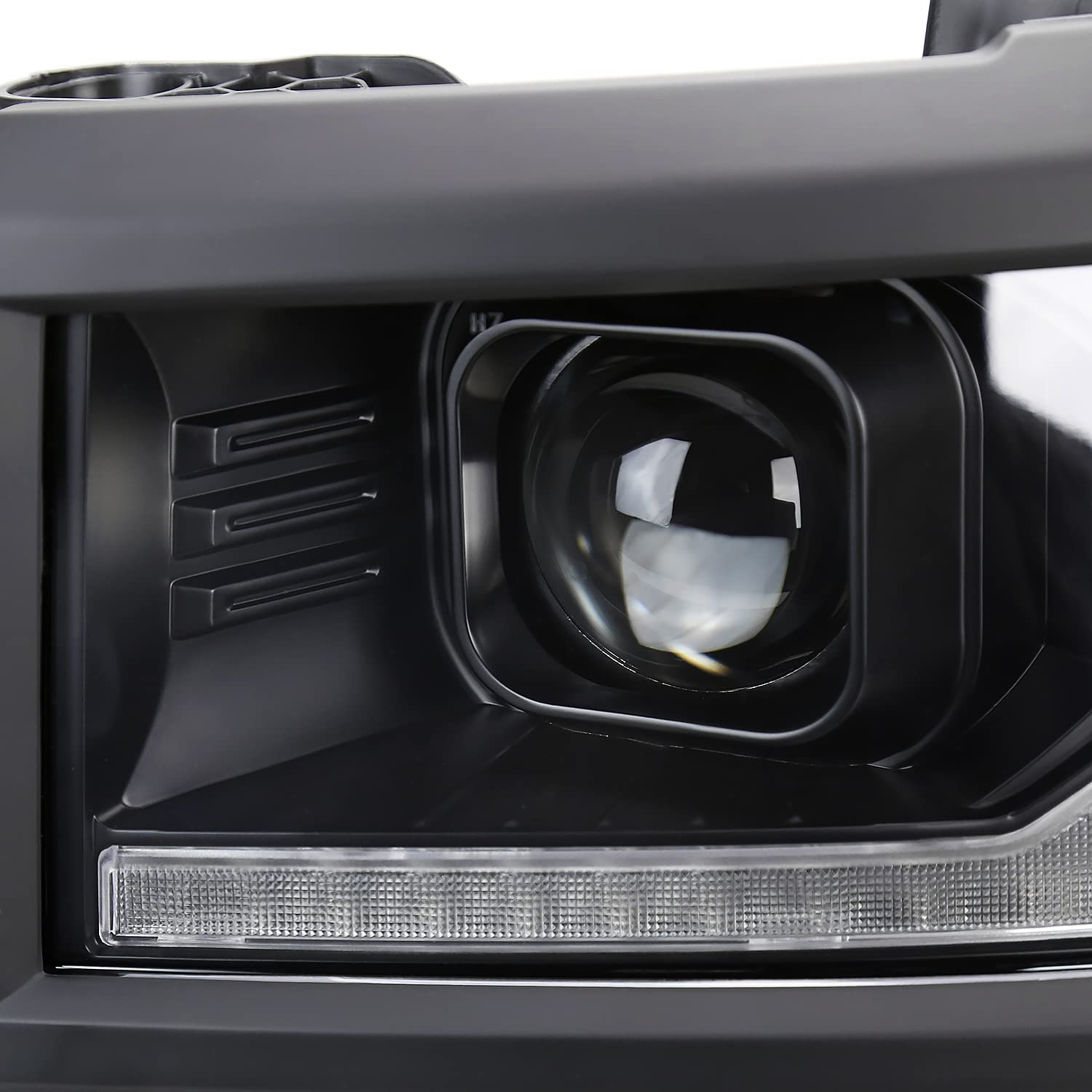 Black w/Black Trim SPEC-D TUNING Projector Headlights w/Sequential Switchback LED Strip and Startup Animation Compatible with 2014-2015 Chevy Silverado 1500, Left + Right Pair Headlamps Assembly