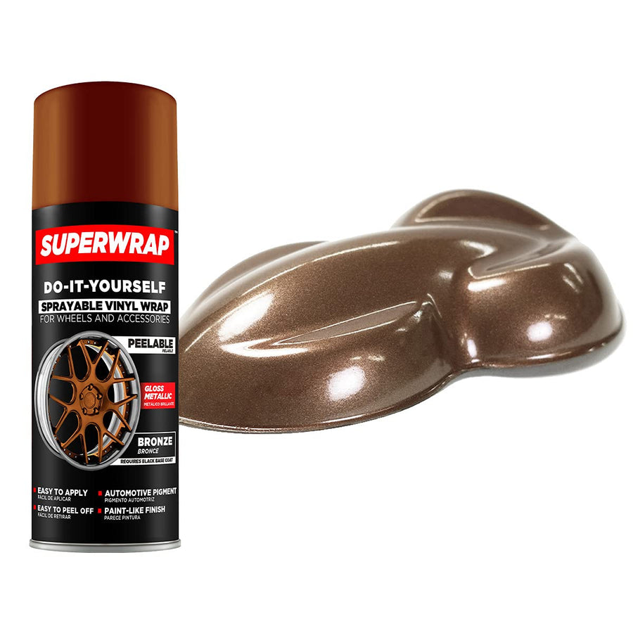 Sprayable Vinyl Wrap Superwrap for Wheels & Accessories - 11oz Spray Can/Paint - High Gloss - Bronze/Metallic (Requires a Black Base Coat)