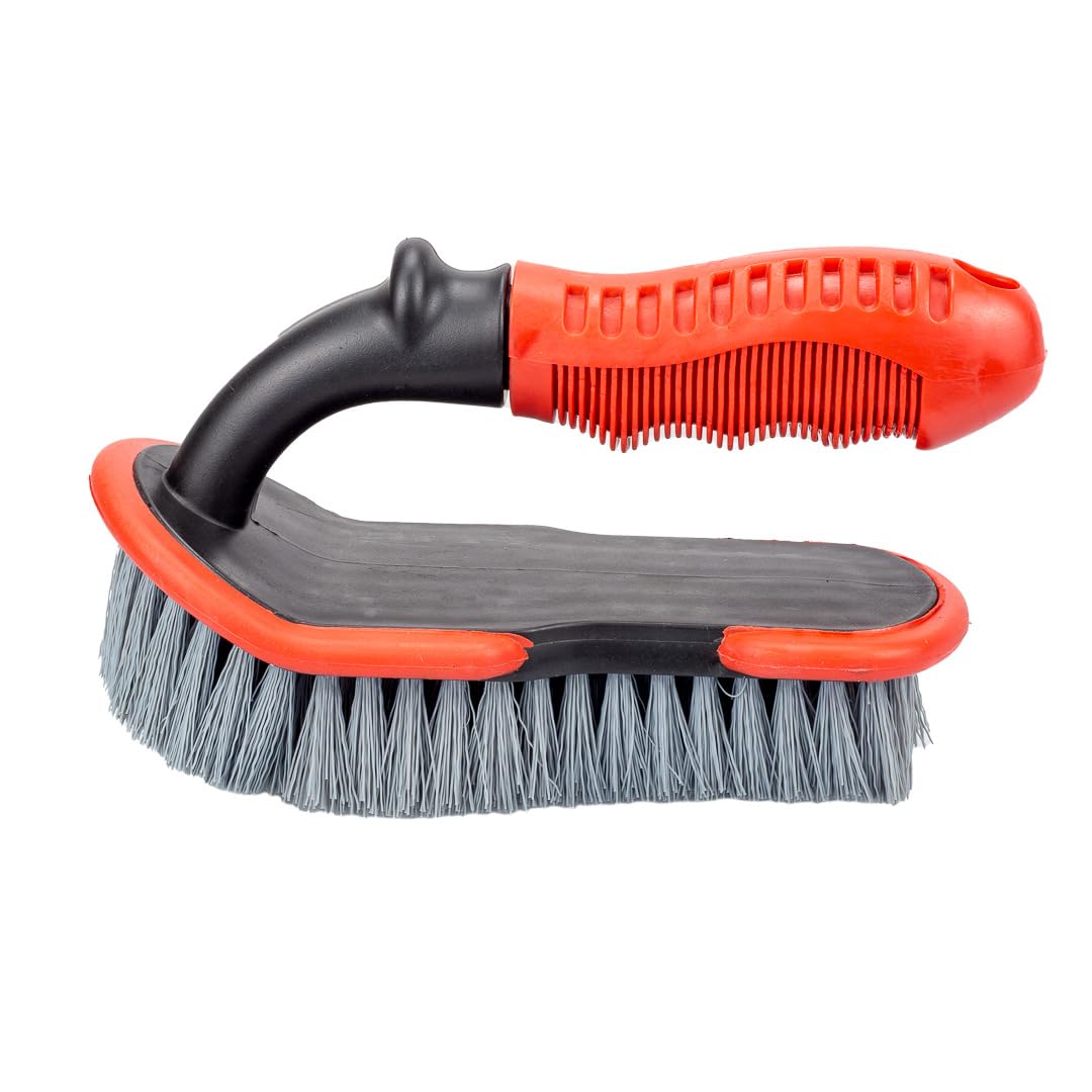 Maxshine Tire & Carpet Universal Curved Brush | Stiff Bristle Cleaning Brush for Car Detailing | Durable Ergonomic Design for Deep Cleaning Tires, Floor Mats & Carpeted Surfaces