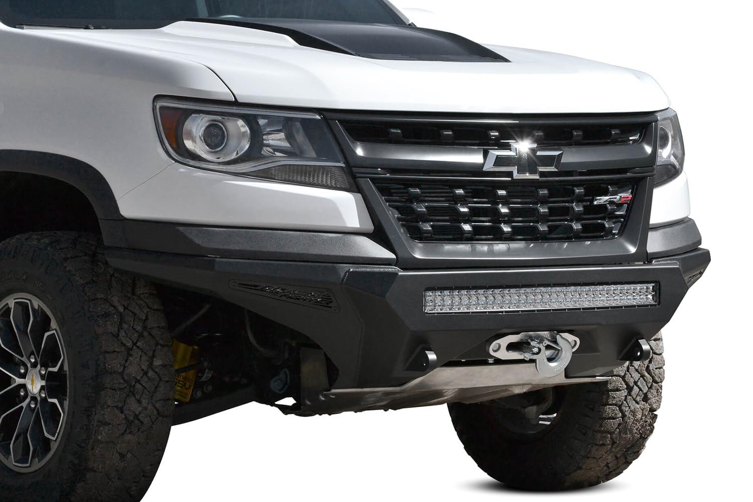Stealth Fighter Front Bumper Addictive Desert Designs F371202740103 Hammer Black Panel Color Satin Black w/Winch Mount