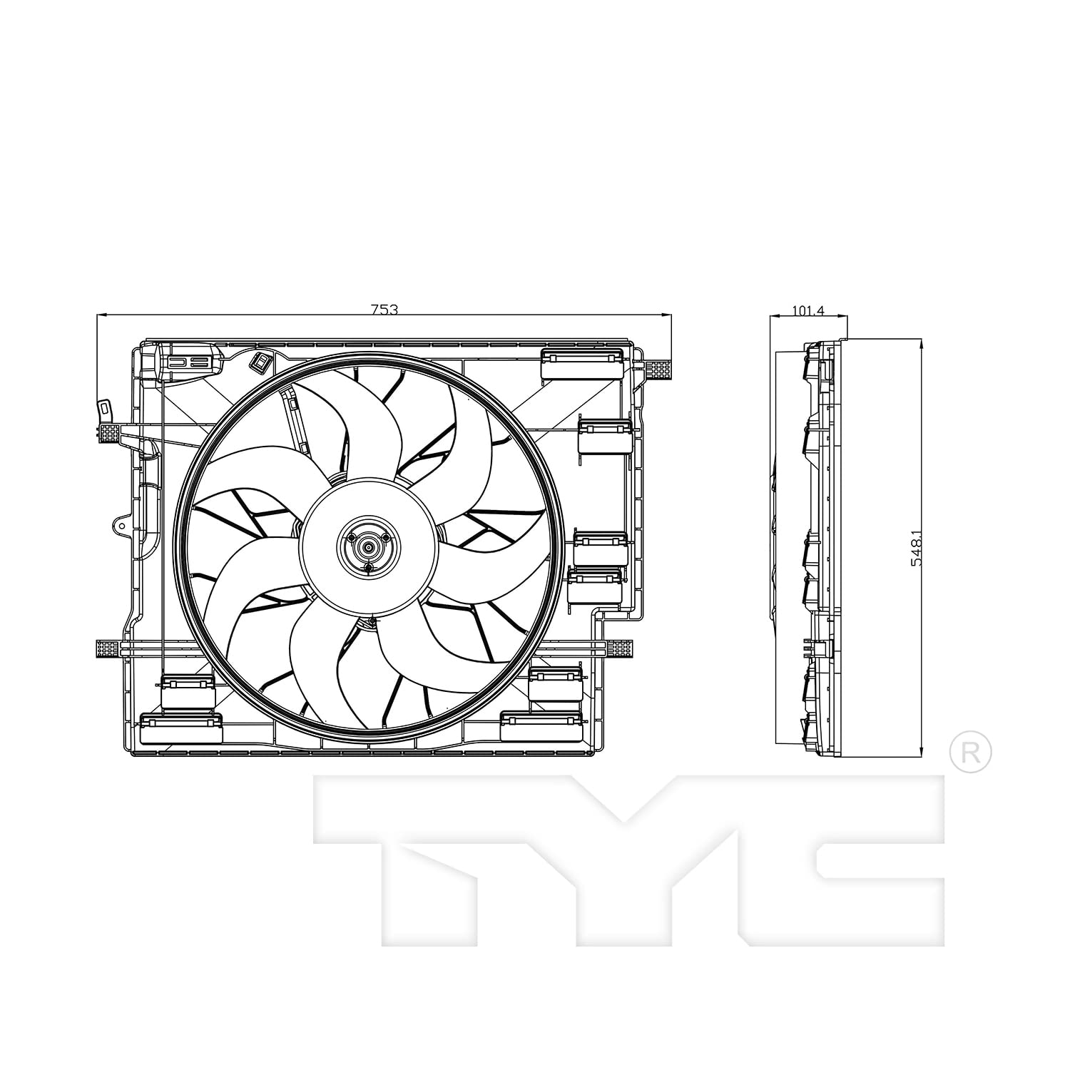 Replacement TYC 624840 Cooling Fan Assembly for Volvo