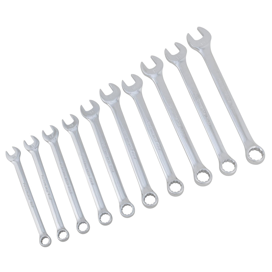 W30002 Performance Tool 10pc Metric Polish Wrench Set, Sizes: 10, 11, 12, 13, 14, 15, 16, 17, 18 and 19mm