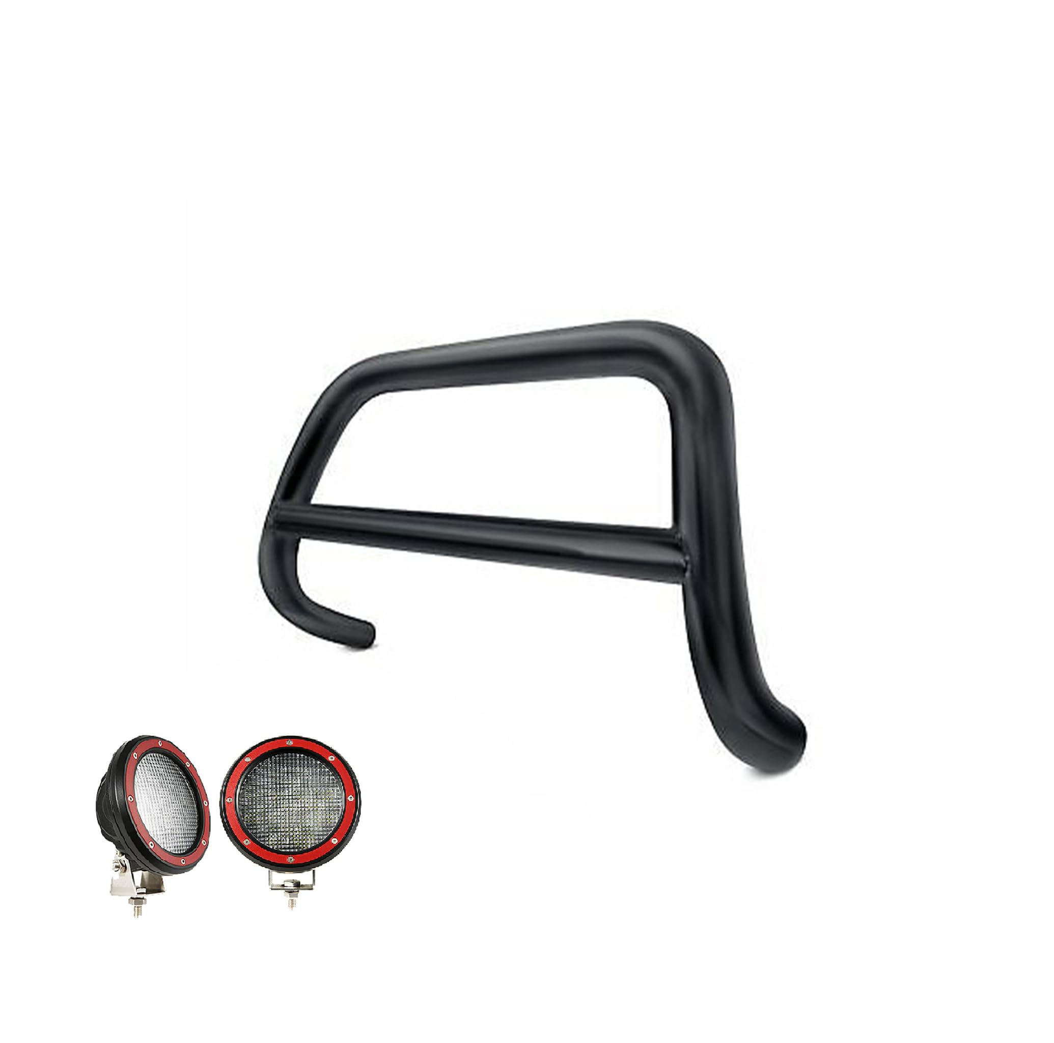 A Bar Black Horse Incl. Pair of 5.3" Dia.LED Lights w/Red Trim Rings No Skid Plate Black Compatible with 2005-2010 Toyota Sienna-CBB-TYB4901-PLFR