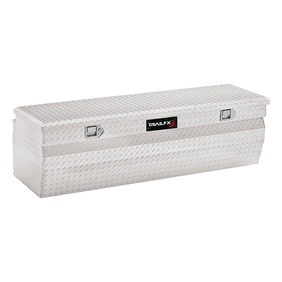 TrailFX Single Lid Chest Tool Box with Struts Polished 16-Gauge Diamond Tread Aluminum 9.6 Cubic Foot Capacity 47 Inch Length x 19-7/8 Inch Width x 17-1/8 Inch Height Bright Finish TrailFX 150481