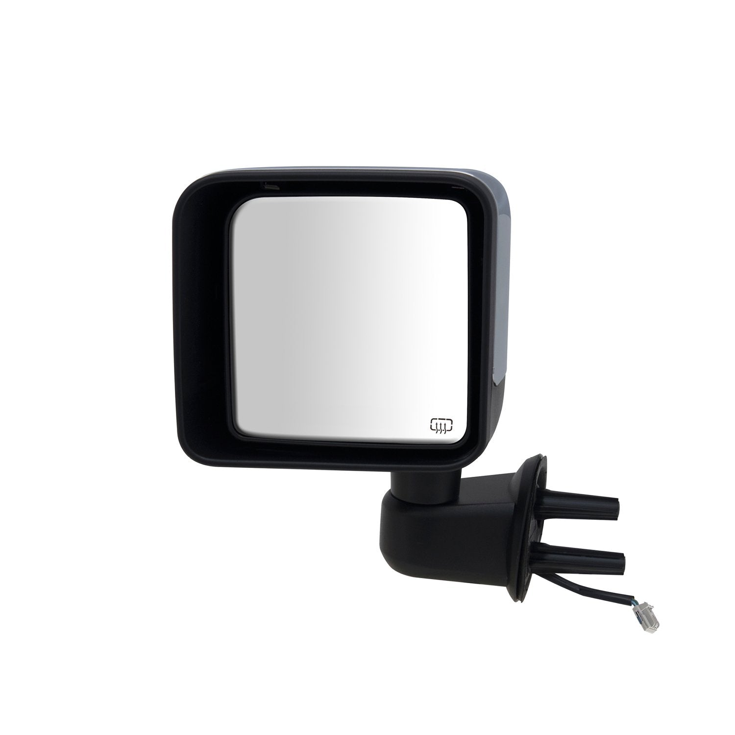 Driver Side Fit Mirror for Jeep Wrangler, Textured Black w/Chrome Cover, Foldaway, Heated Power