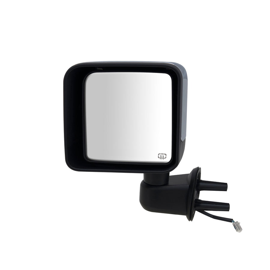Driver Side Fit Mirror for Jeep Wrangler, Textured Black w/Chrome Cover, Foldaway, Heated Power