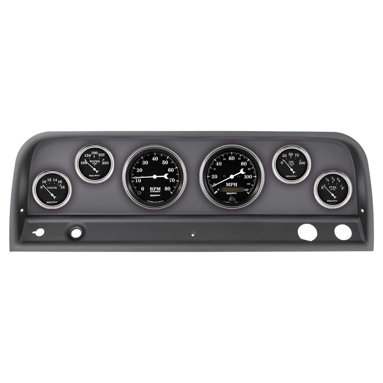 Chevy Truck AutoMeter Direct Fit Dash Kit, 64-66, Tach/Mph/Fuel/Oilp/Wtmp/Volt, Old TYME Black (2128-07)