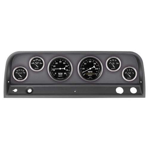 Chevy Truck AutoMeter Direct Fit Dash Kit, 64-66, Tach/Mph/Fuel/Oilp/Wtmp/Volt, Old TYME Black (2128-07)
