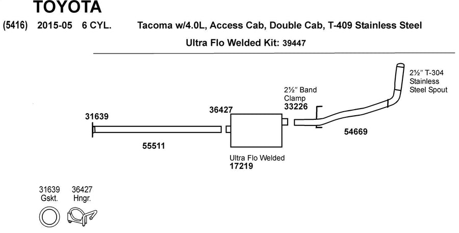 Exhaust System Hanger Dynomax for Toyota Tacoma 36427