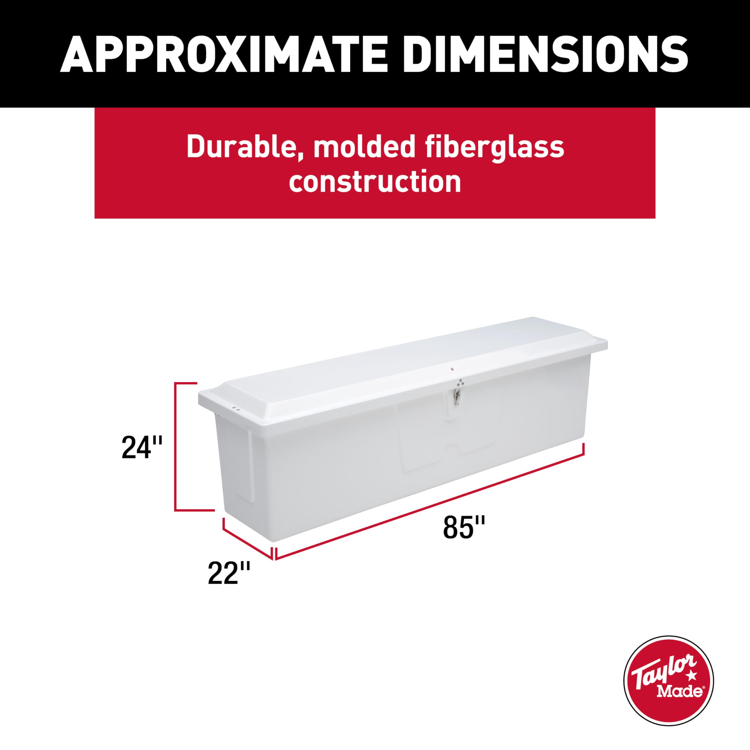 67.75"L x 27.75"W x 26"H TAYLOR MADE PRODUCTS White Stow 'N Go UV-Resistant Polyethylene Waterproof Storage Box with Stainless Steel Lockable Latch for Docks, Decks, Patios, Pool Areas - 2020108529