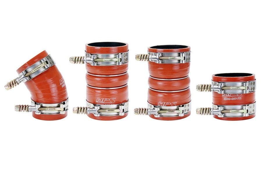 HPS Performance Orange High Temp 57-1537 Reinforced Silicone Intercooler Turbo Hose Boot Kit with T Bolt Clamp