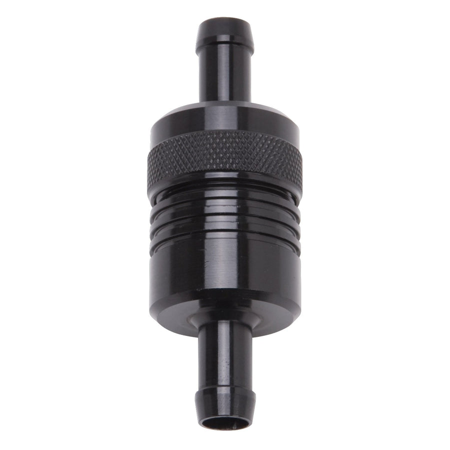 Edelbrock Street Fuel Filter 1 1/8 in. Dia. 3/8 in. Inlet/Outlet 3 in. Length Black Aluminum 8157
