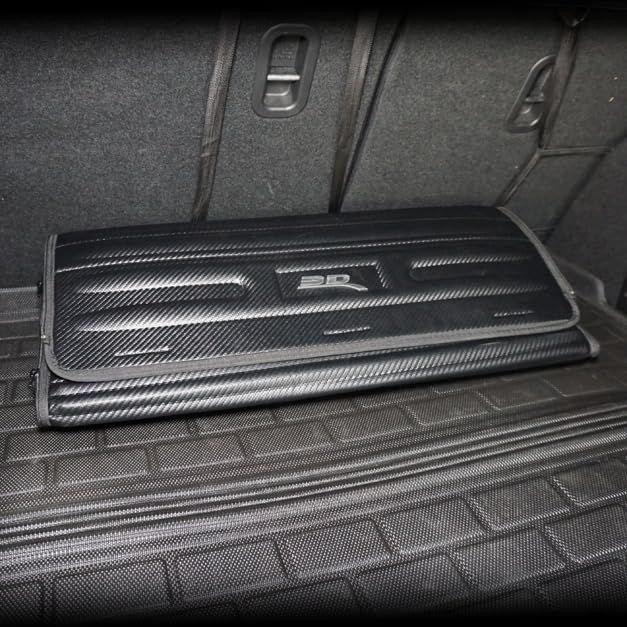 Handy Trunk Organizer 3D MAXpider with Lid (Black) - Large Capacity, Waterproof, Foldable, Compatible with SUV, Sedan, and Tools (Carbon Fiber, 27.5"x12"x12.5")