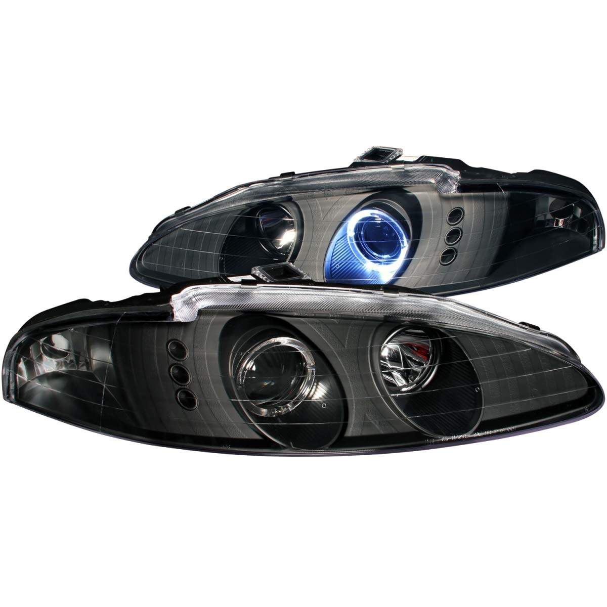 Halogen Projector Headlight for Mitsubishi Eclipse AnzoUSA 121367 Black/Clear/Amber