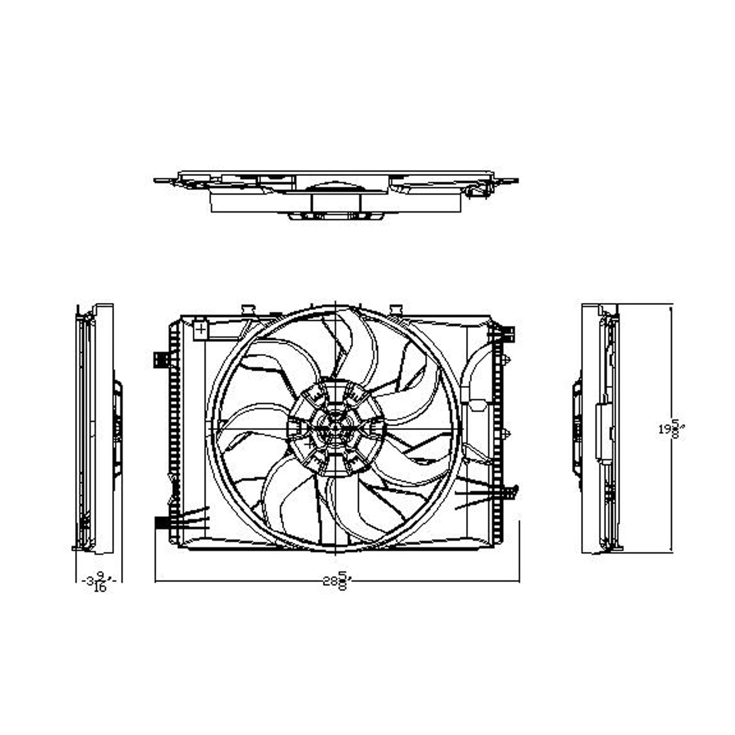 Cooling Fan Assembly TYC 623130 Compatible with 2010-2016 Mercedes Benz E-class