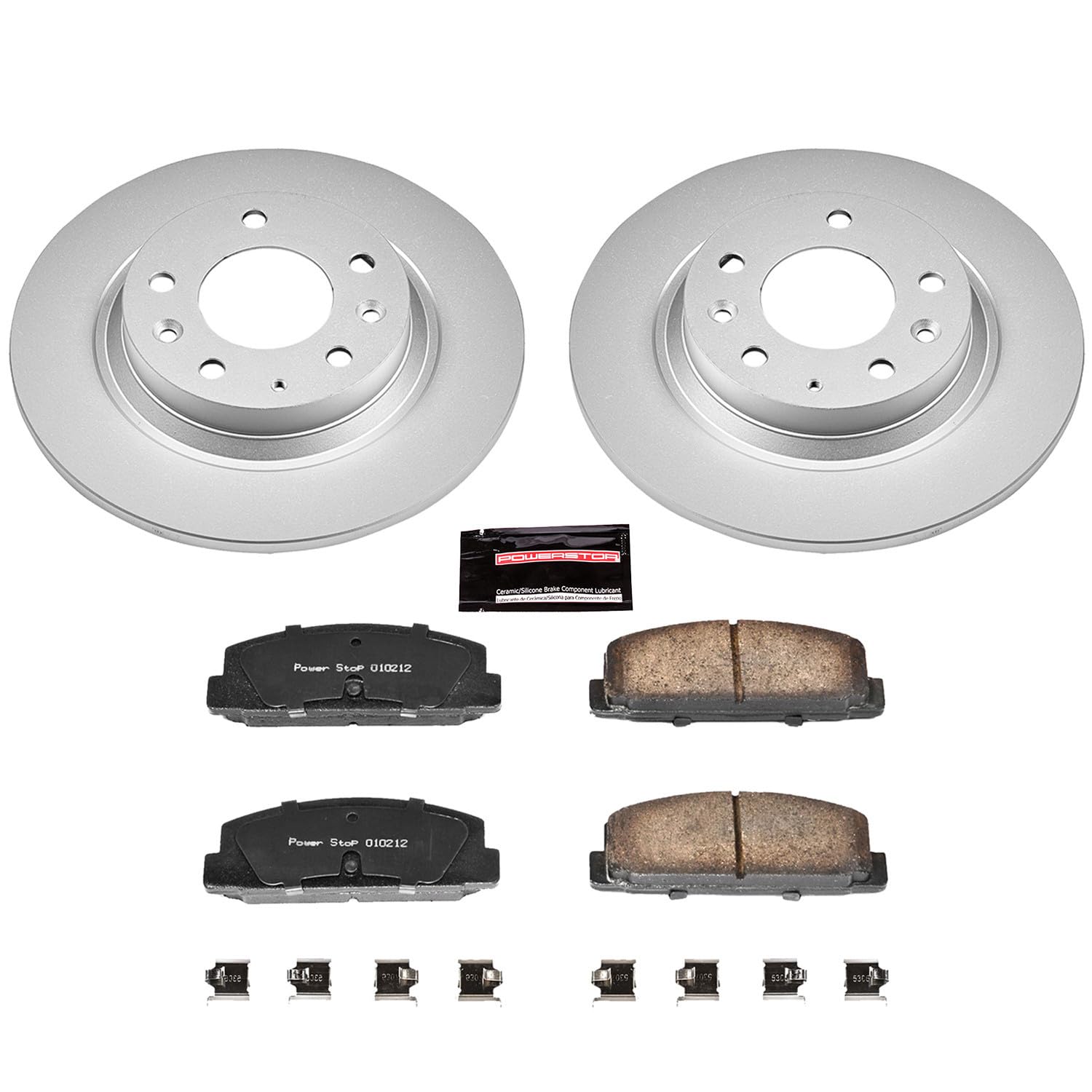 Power Stop Coated Brake Rotor CRK2452 & Ceramic Brake Pads- rear For Mazda 6 2003-2005, Mazda Protege 2003 [Model Specific]