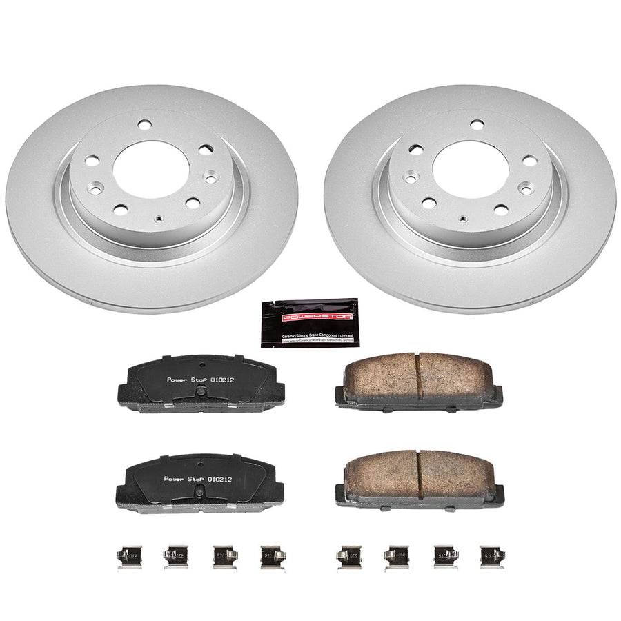 Power Stop Coated Brake Rotor CRK2452 & Ceramic Brake Pads- rear For Mazda 6 2003-2005, Mazda Protege 2003 [Model Specific]