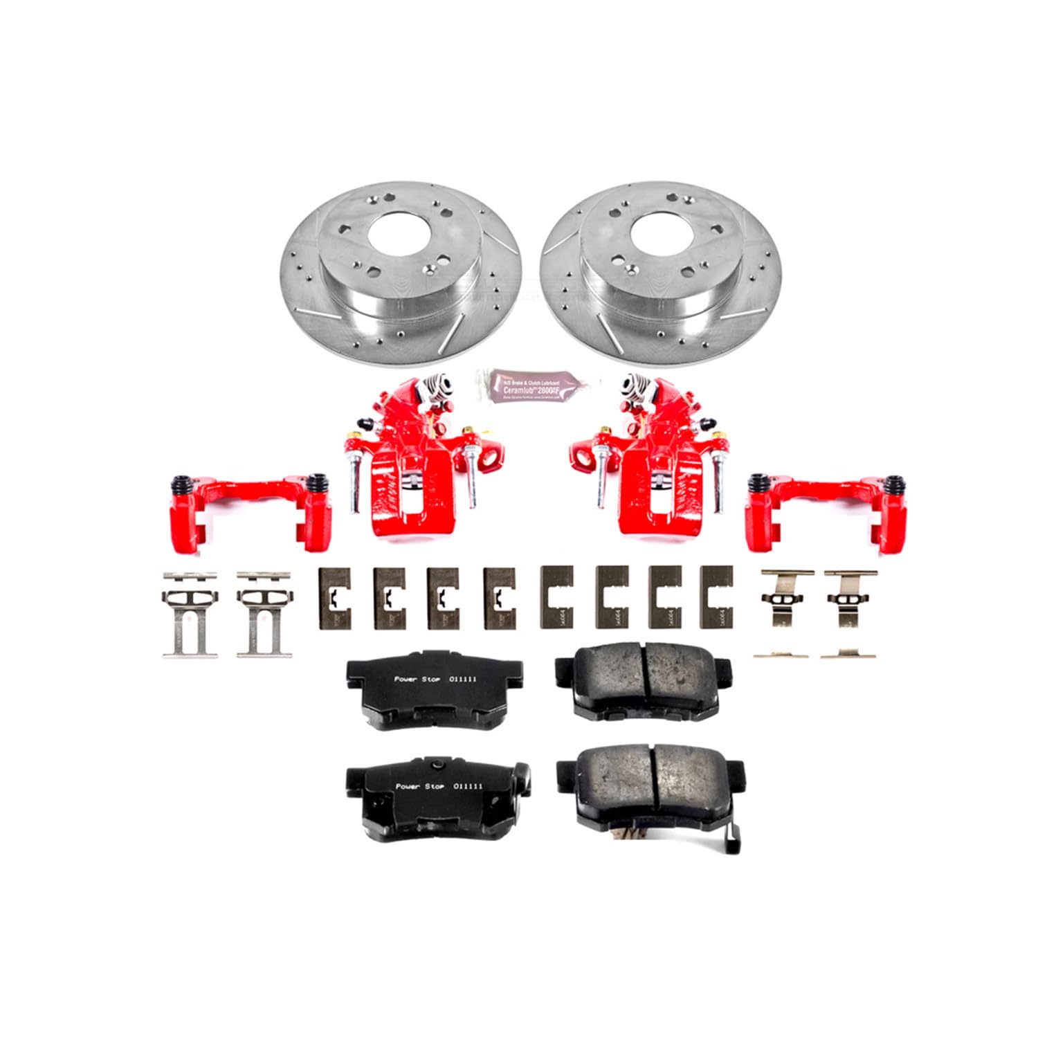 1-Click Performance Brake Kit Power Stop (KC1243) with Calipers For Acura ILX 2013-2015, Honda Civic 2006-2015 [Model Specific]