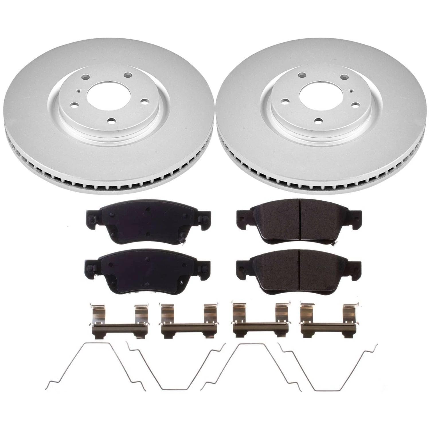 Power Stop Coated Brake Rotor CRK3022 & Ceramic Brake Pads- front For INFINITI G35 2007-2008, INFINITI G37 2008-2013, INFINITI Q60 2014-2015 [Model Specific]