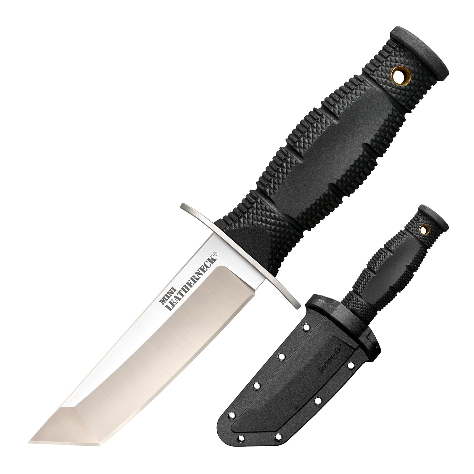 Cold Steel Tanto Point Mini Leatherneck Compact Lightweight 3.5" 8CR13MOV Steel Fixed Blade Outdoor Hunting Utility Knife, 3.25" Textured Ergonomic Kray-EX Handle, Secure-EX Sheath