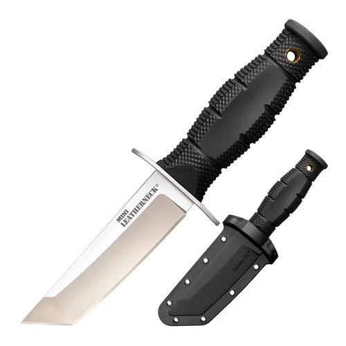 Cold Steel Tanto Point Mini Leatherneck Compact Lightweight 3.5" 8CR13MOV Steel Fixed Blade Outdoor Hunting Utility Knife, 3.25" Textured Ergonomic Kray-EX Handle, Secure-EX Sheath