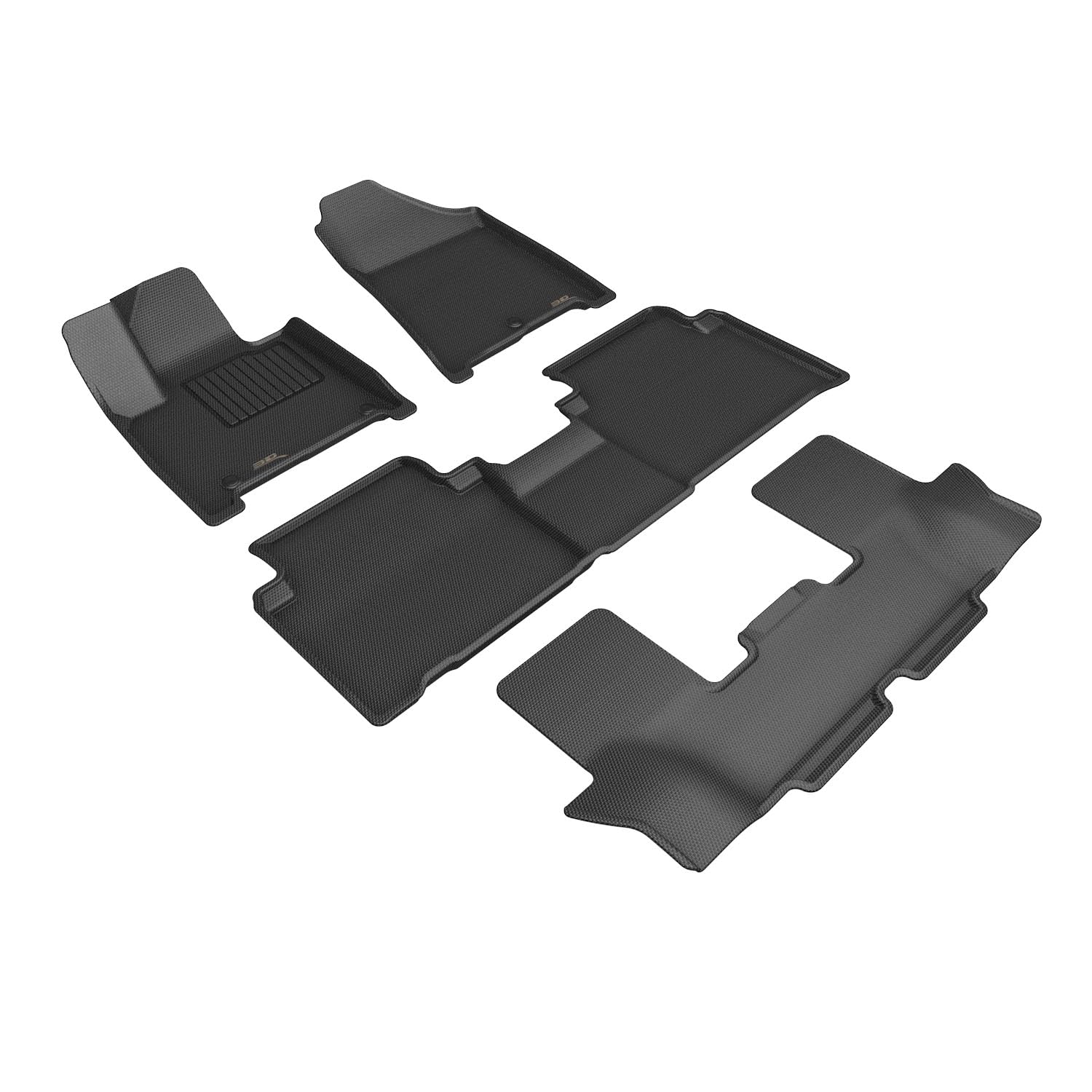 Kagu 3D MAXpider Custom Fit Floor Mat (Black) Compatible with Hyundai Santa Fe Hybrid 7-Seats 2024-2026 - Full Set