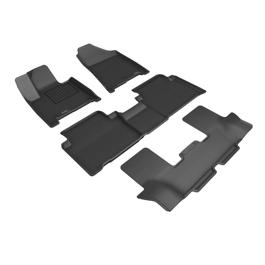 Kagu 3D MAXpider Custom Fit Floor Mat (Black) Compatible with Hyundai Santa Fe Hybrid 7-Seats 2024-2026 - Full Set