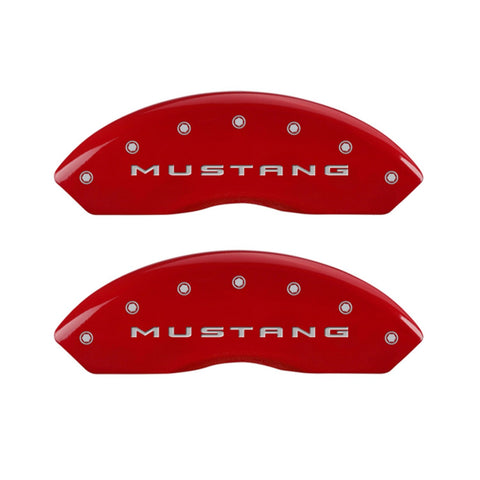 MGP 10202SM32RD Caliper Covers Red Powder Coat Finish Engraved Front Mustang Rear 3.7 Caliper Cover, (Set of 4)