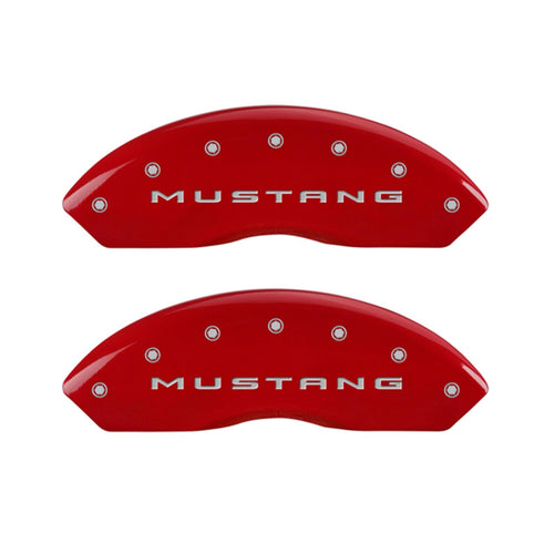 MGP 10202SM32RD Caliper Covers Red Powder Coat Finish Engraved Front Mustang Rear 3.7 Caliper Cover, (Set of 4)