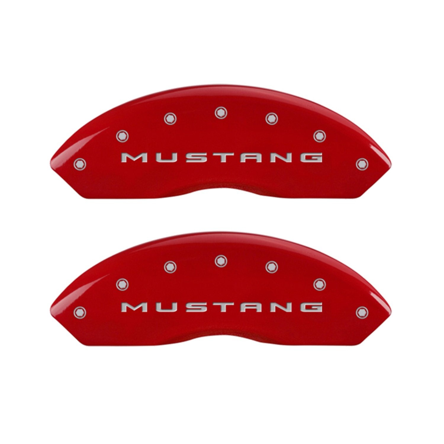 MGP 10202SM32RD Caliper Covers Red Powder Coat Finish Engraved Front Mustang Rear 3.7 Caliper Cover, (Set of 4)
