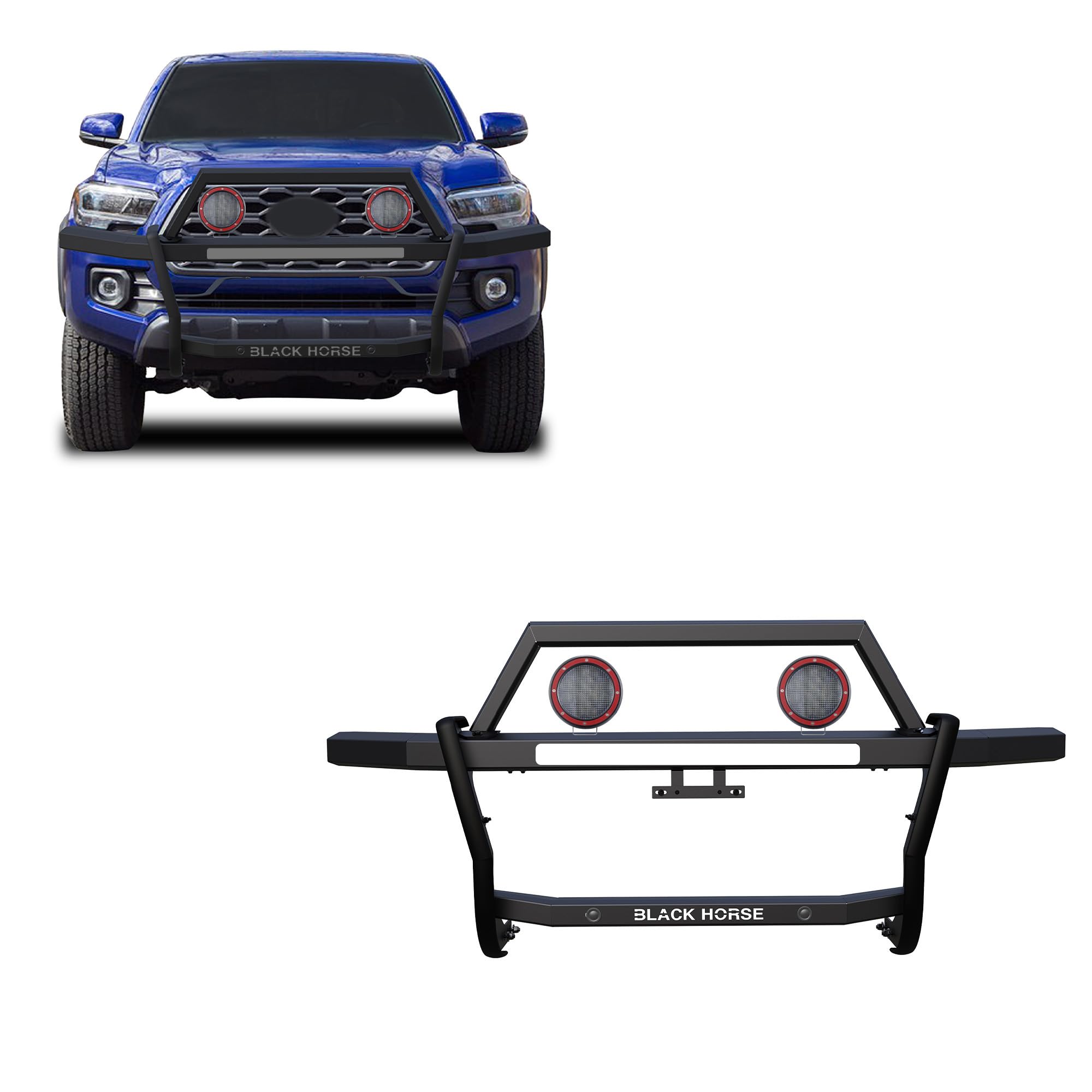 Rambler Black Horse Grille Guard Kit Modular Black Compatible with 2010-2024 Toyota 4Runner-RAGT20-PLFR