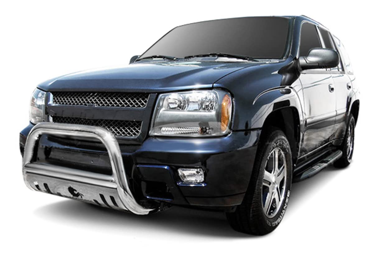 Bull Bar Black Horse Skid Plate Compatible with 02-06 Cadillac Escalade|02-06 Avalanche 1500|99-06 Silverado 1500|00-06 GMC Yukon|00-06 GMC Yukon/XL/Suburban 1500/Tahoe 1500-BB2541A-SP