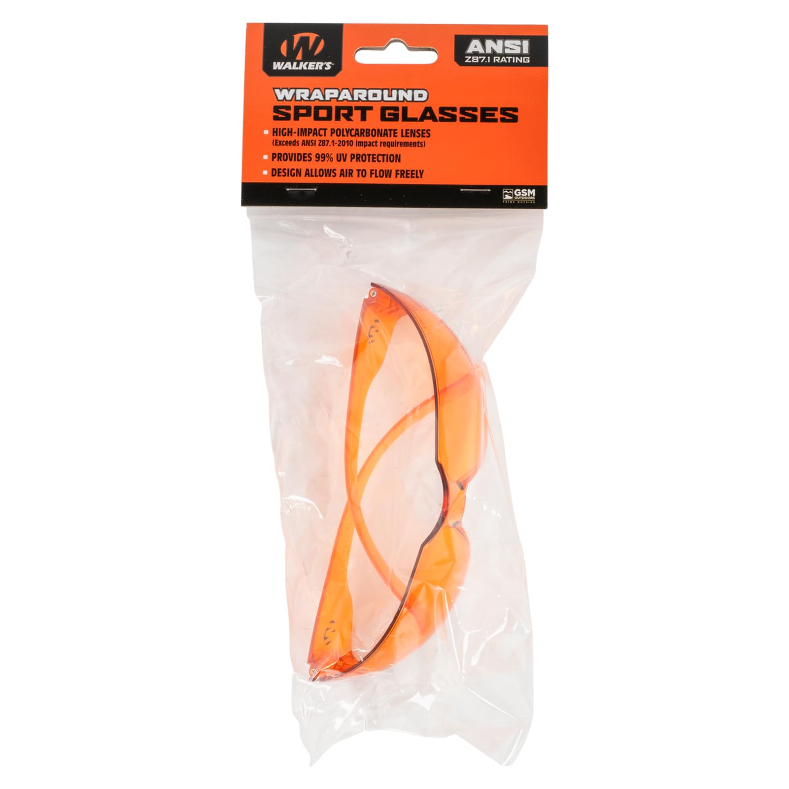 Walker's Clearview Unisex Sport Shooting Glasses | Impact-Resistant Lightweight Wrap-Around UV Protection Hunting Range Shooting Sports Ballistic Eyewear - Amber