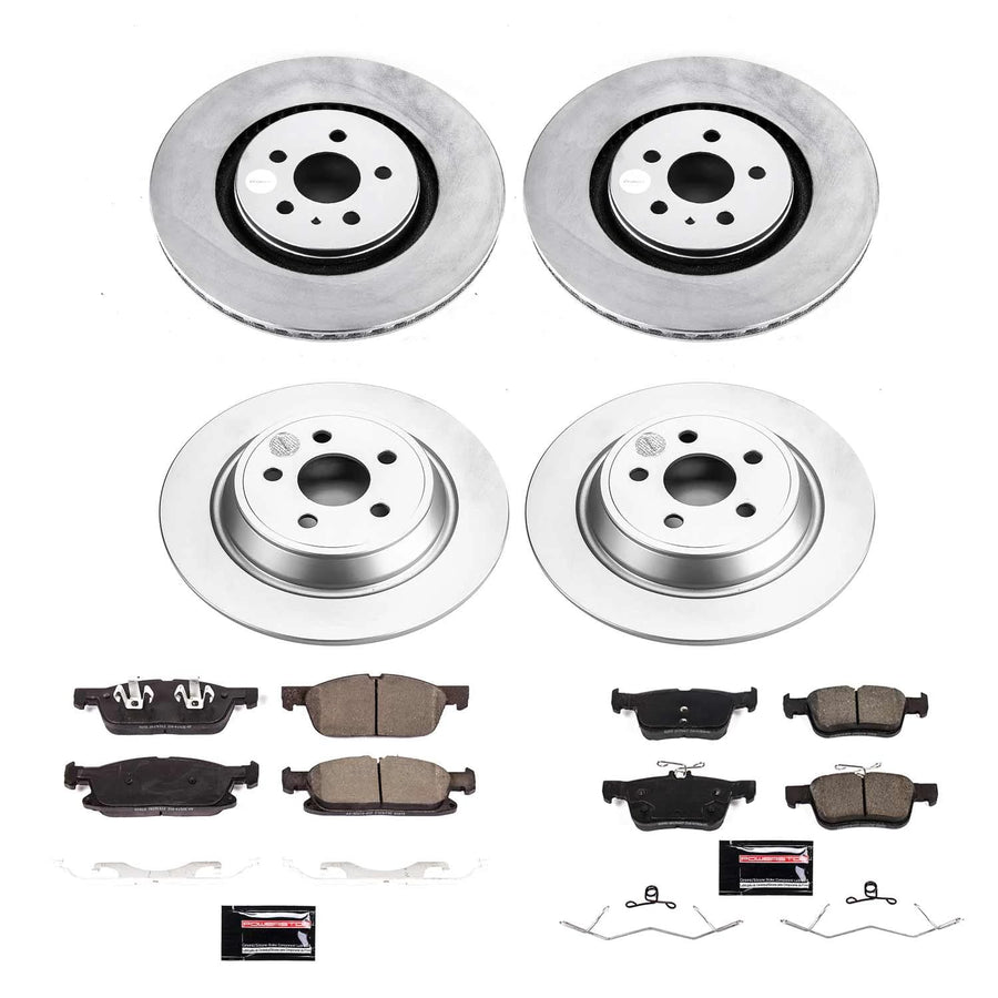 Power Stop CRK7416 Brake Rotor and Ceramic Brake Pads Coated - Front & Rear For Ford Edge 2015-2020, Lincoln Nautilus 2019-2021 [Model Specific]