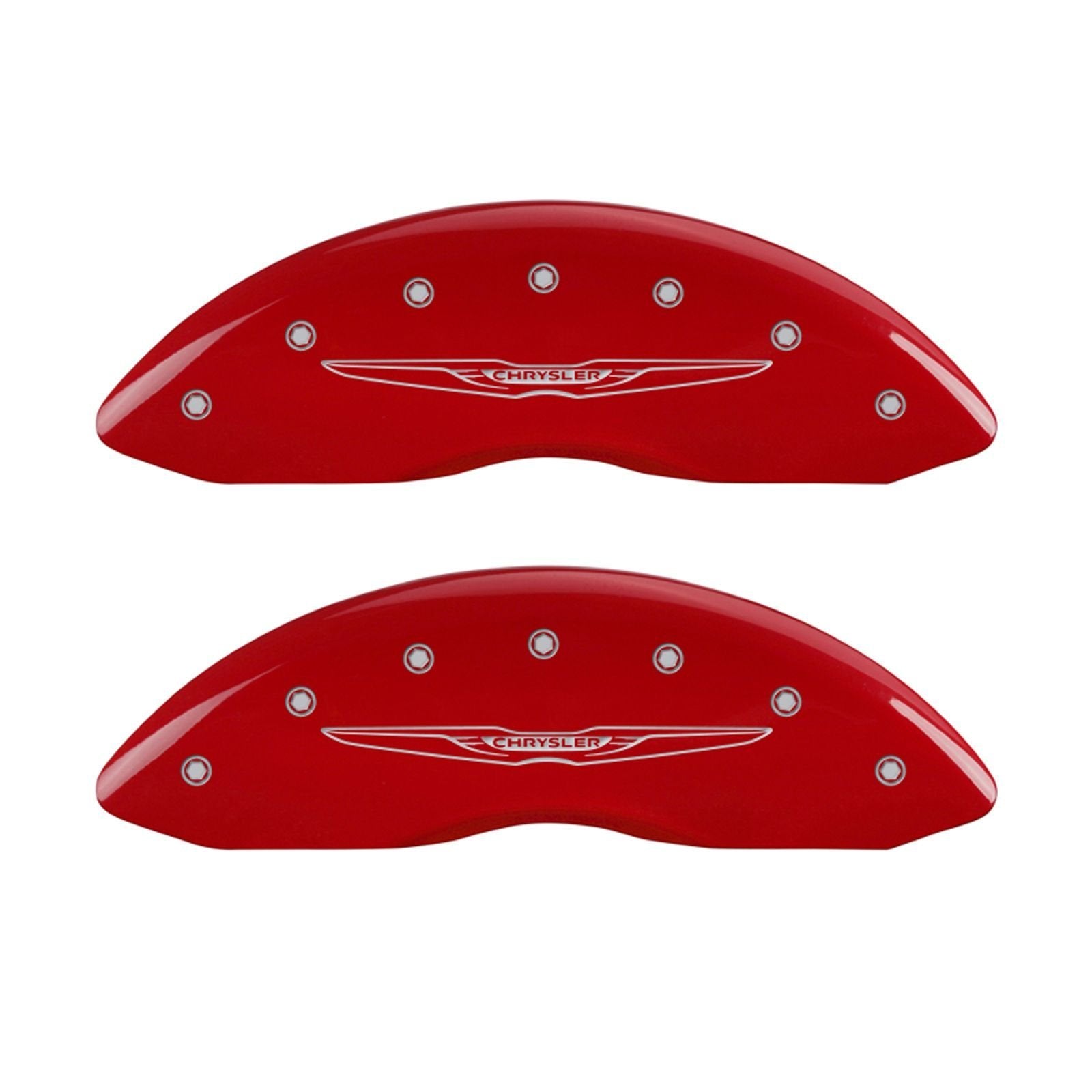 MGP Caliper Covers 32016SCW2RD Brake Covers Red Fits 2011-2019 Chrysler 300 (Dual Piston Front Caliper) Engraved with Chrysler Wing 2 (Front/Rear Covers; Set of 4)