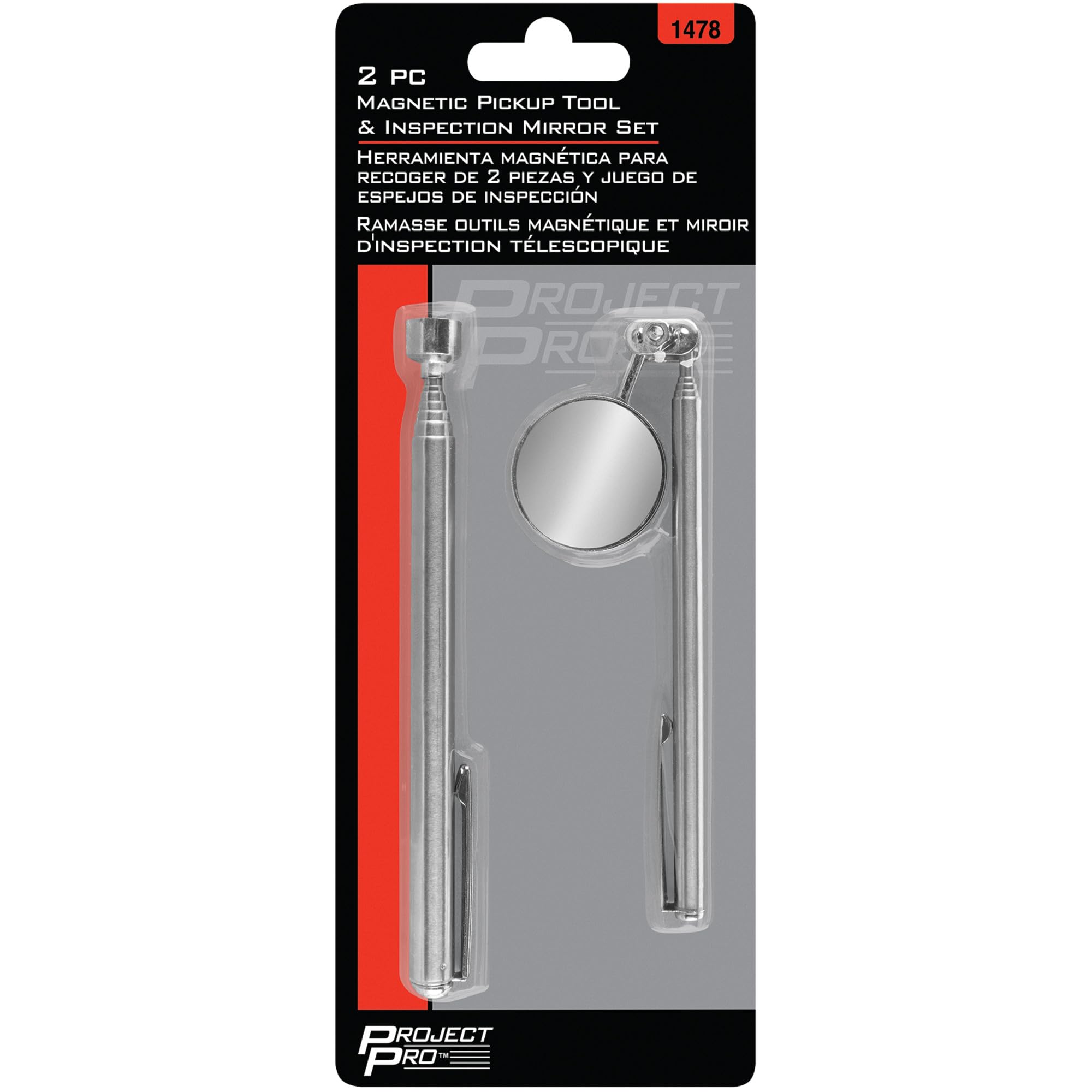 Telescoping Performance Tool 1478 Stainless Steel Inspection Mirror, Extends from 5 1/4-Inch to 22 3/4-Inch for Easy Viewing in Tight Spaces