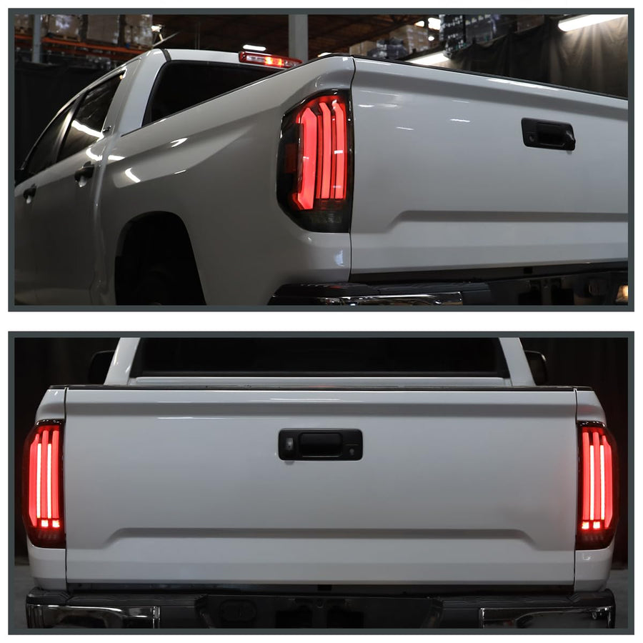 Full LED Strip Tail Lights SPEC-D TUNING w/Red Sequential LED Light Bars and Startup Animation Compatible with 2014-2021 Toyota Tundra, Left + Right Pair Assembly