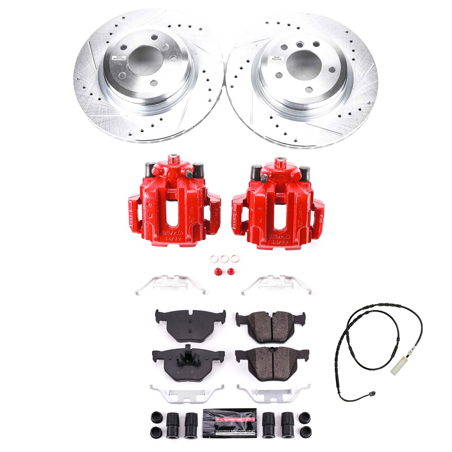 Z23 Evolution Power Stop KC7009 Rear Brake Caliper Kit- Brake Rotors, Carbon-Fiber Ceramic Brake Pads, Brake Calipers For BMW X1 2013-2015 [Model Specific]