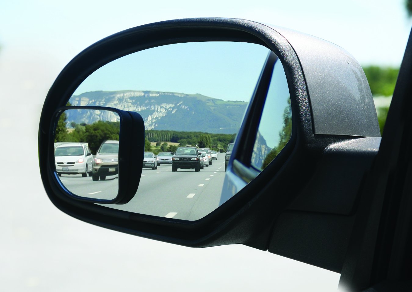 Camco Blind Spot Mirror Wide Angle | Features a Convex Design for Maximum View Coverage, Installs Easily, and is Compatible with Driver or Passenger-Side Mirrors | 3.25-Inches x 3.25-Inches (25623)