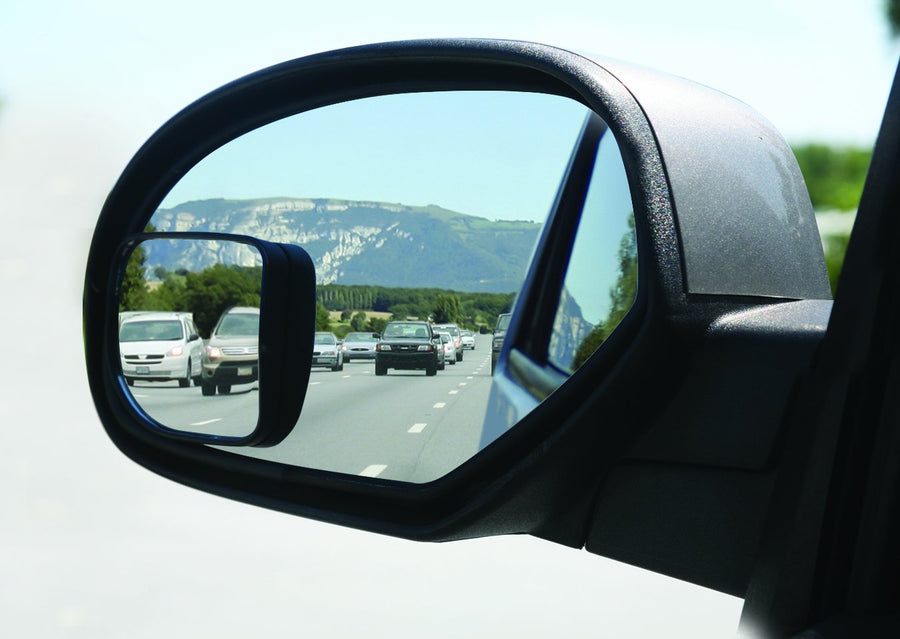 Camco Blind Spot Mirror Wide Angle | Features a Convex Design for Maximum View Coverage, Installs Easily, and is Compatible with Driver or Passenger-Side Mirrors | 3.25-Inches x 3.25-Inches (25623)