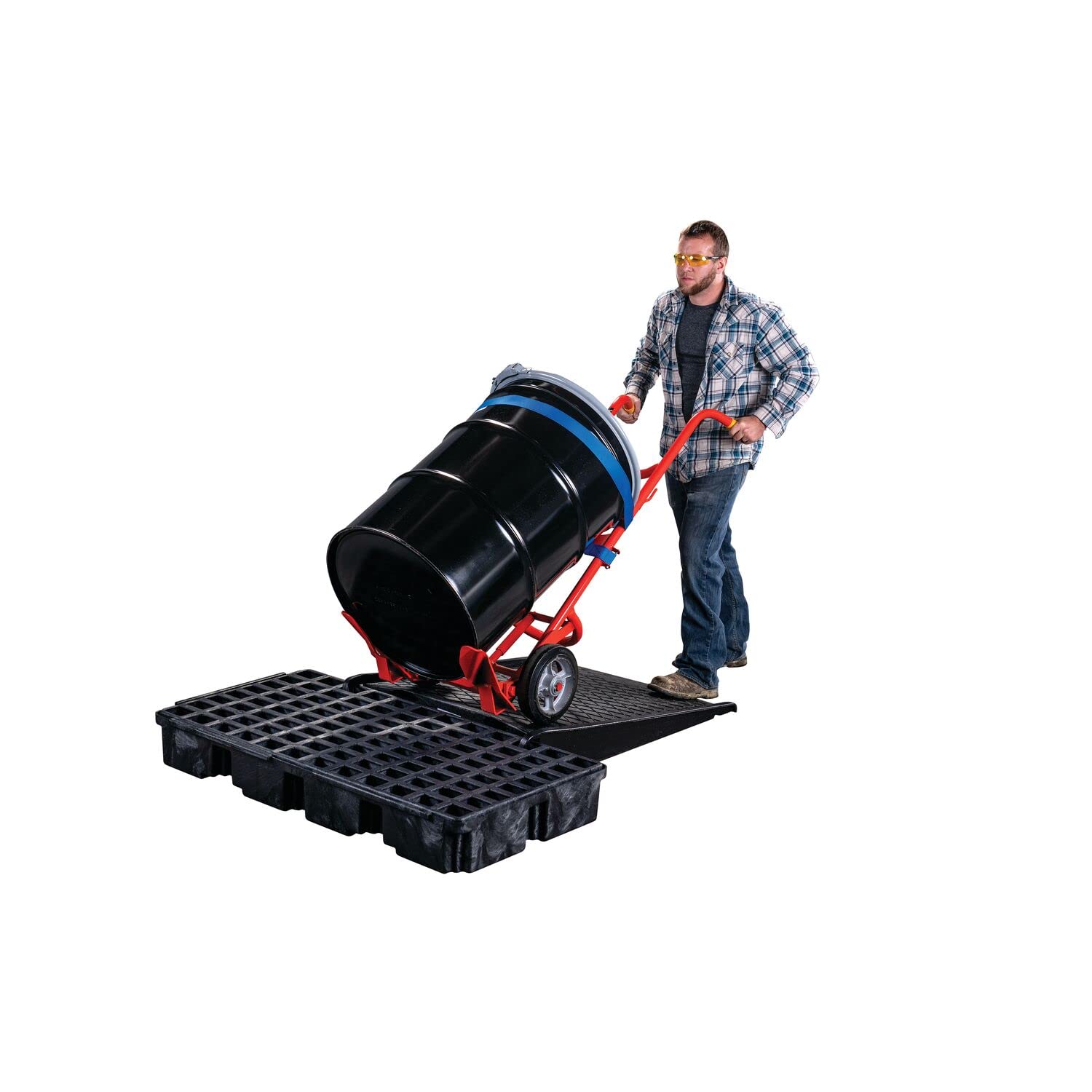 2 Eagle Drum Spill Platform with Forklift Pockets, 26.25"x51"x6.5", 30 Gallon Sump, 5,000 lbs. Load Capacity Containment Tray, Made in USA, Black, 1632B