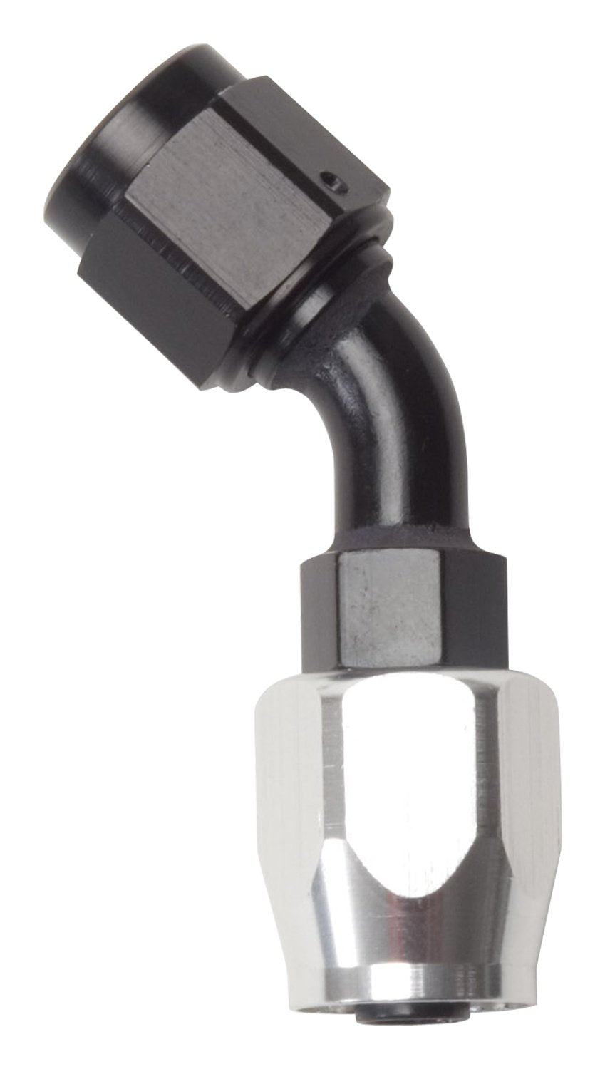 FULL FLOW HOSE END 45 DEG BEND -4 AN CLR/BLK FINISH